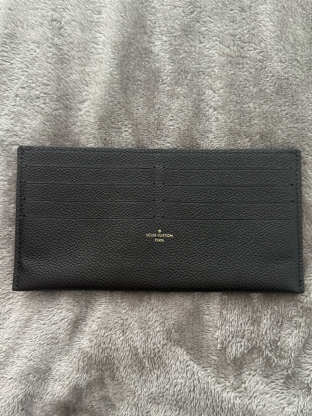 Louis Vuitton Black Long Leather Card Organizer with Gold Logo